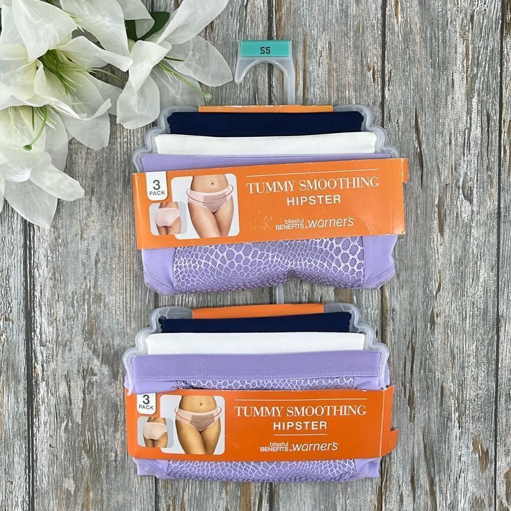 Tummy-Smoothing Microfiber Hipsters Underwear Panty 2, 3-Packs Size S5